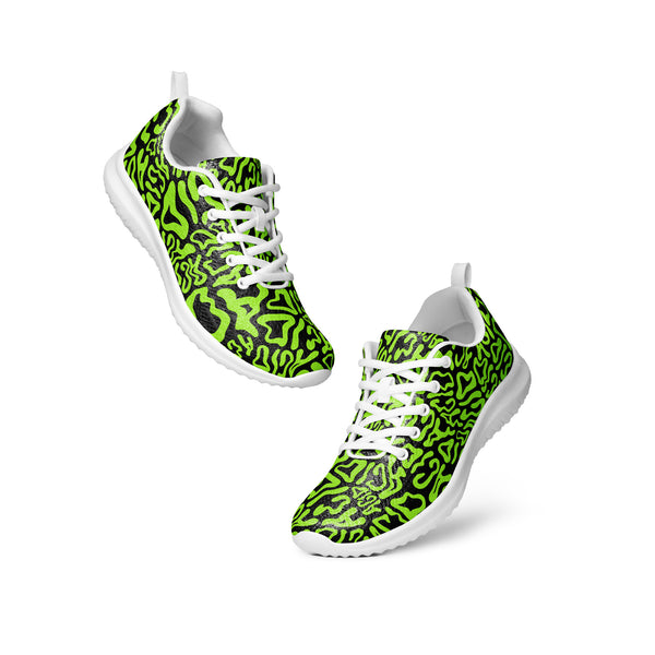 Acid Vibrant Neon Colors and Black Patterned Athletic Shoes