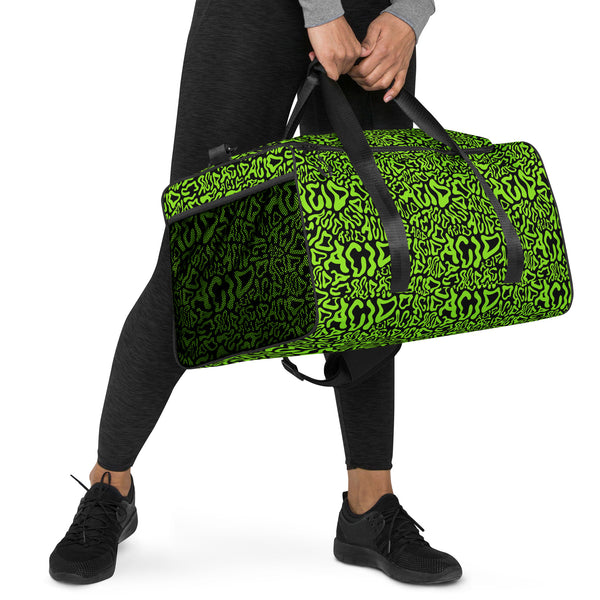 Acid Vibrant Neon Colors and Black Patterned Duffle Bag