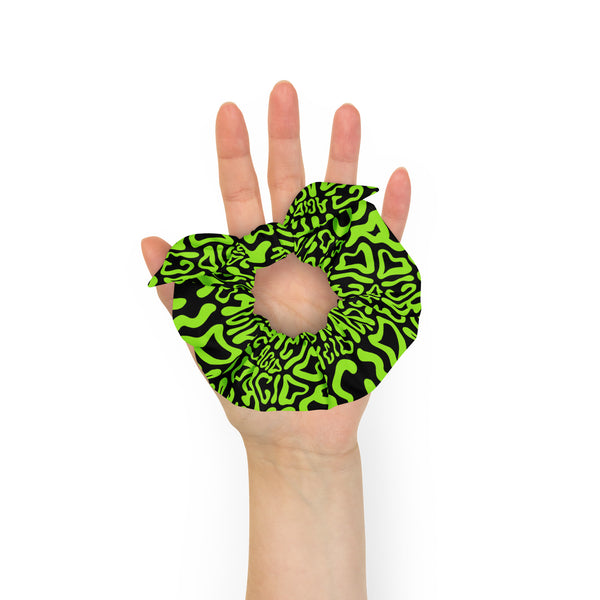 Acid Vibrant Neon Colors and Black Patterned Scrunchie