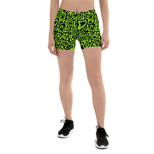 Acid Vibrant Neon Colors and Black Patterned Shorts