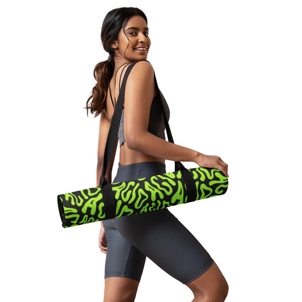 Acid Vibrant Neon Colors and Black Patterned Yoga Mat