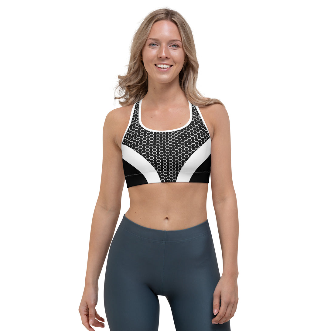 Buzzworthy Honeycomb Hive Black Sports Bra