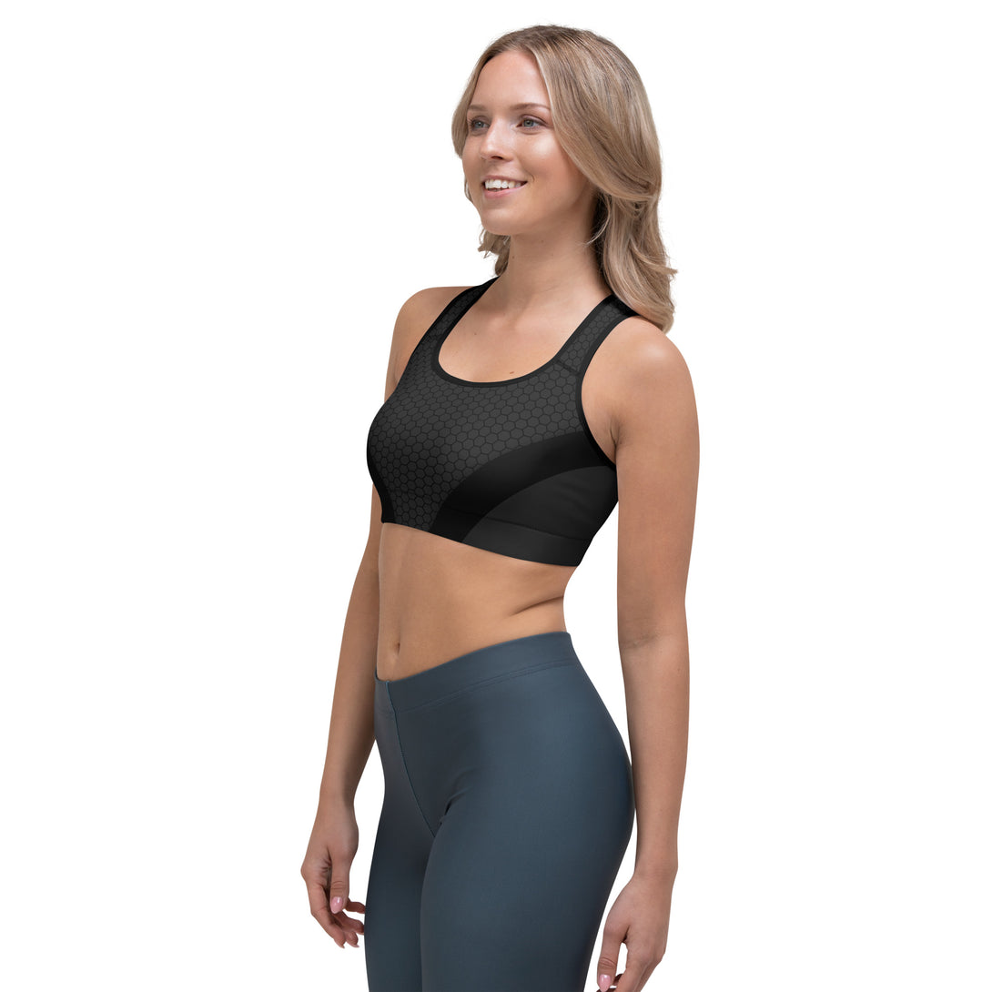 Buzzworthy Honeycomb Hive Black Sports Bra