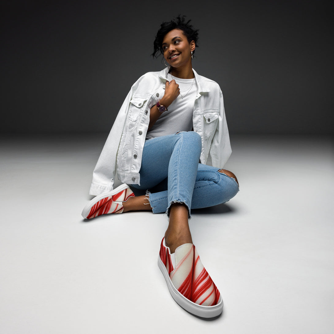 Candy Cane Crush Slip-On Canvas Shoes