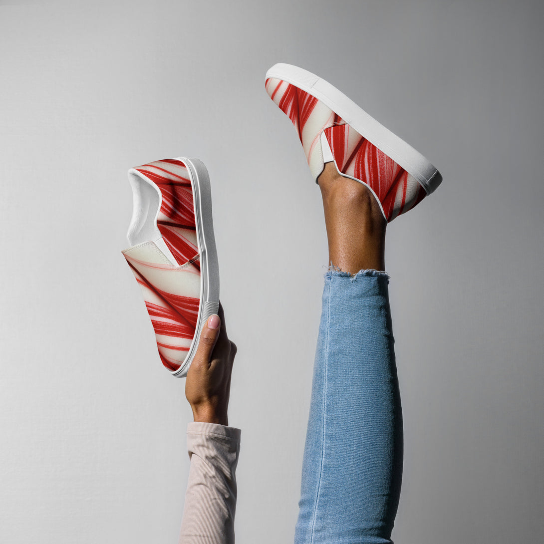 Candy Cane Crush Slip-On Canvas Shoes