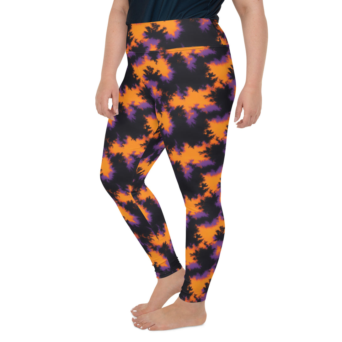 Cosmic Flame Tie Dye Pattern Plus Size Leggings
