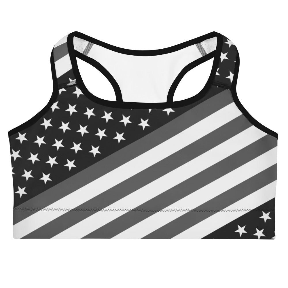 Diagonal Glory American Flag Sports Bra