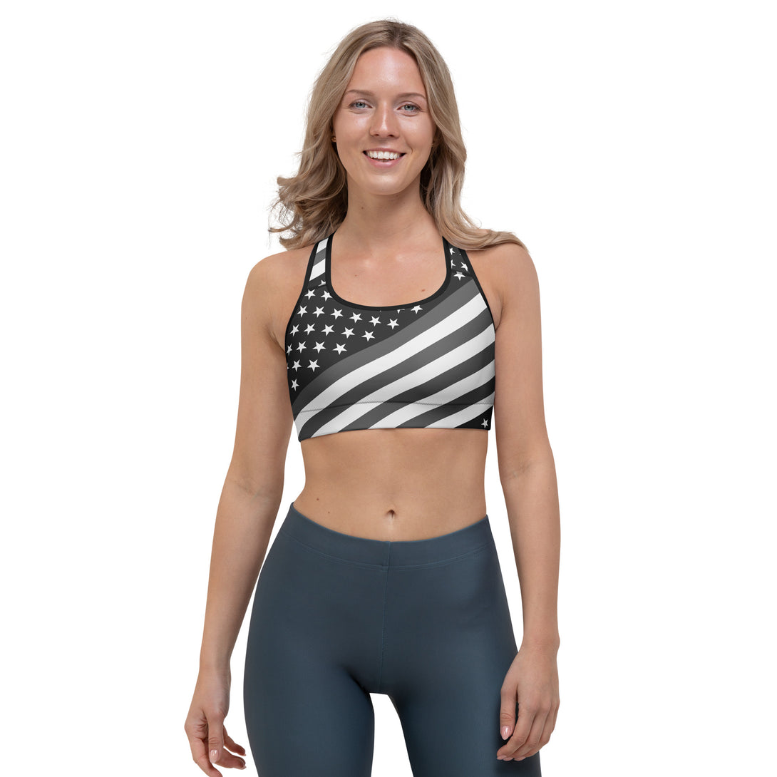 Diagonal Glory American Flag Sports Bra