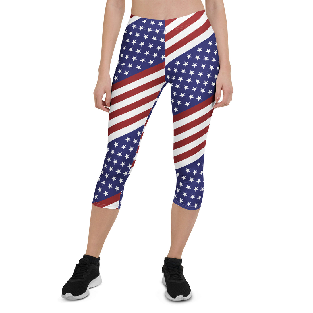 Diagonal Glory American Flag Capris