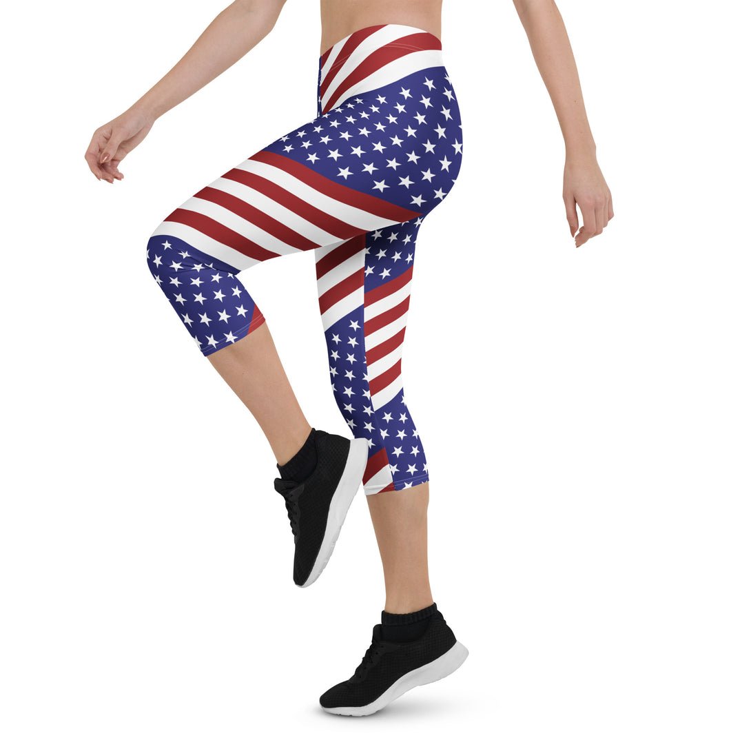 Diagonal Glory American Flag Capris