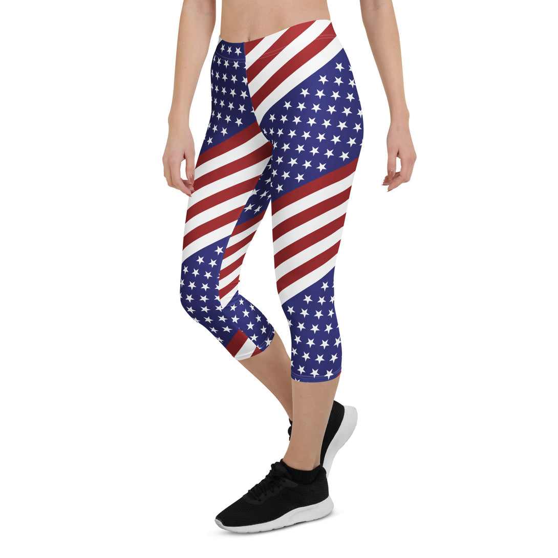 Diagonal Glory American Flag Capris