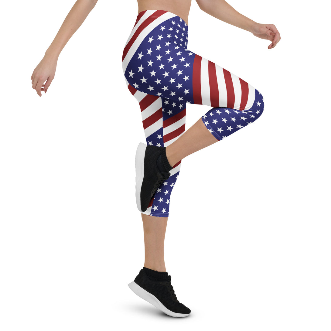 Diagonal Glory American Flag Capris