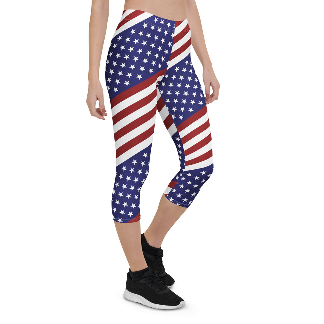 Diagonal Glory American Flag Capris