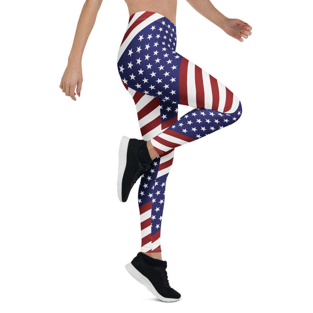 Diagonal Glory American Flag Leggings