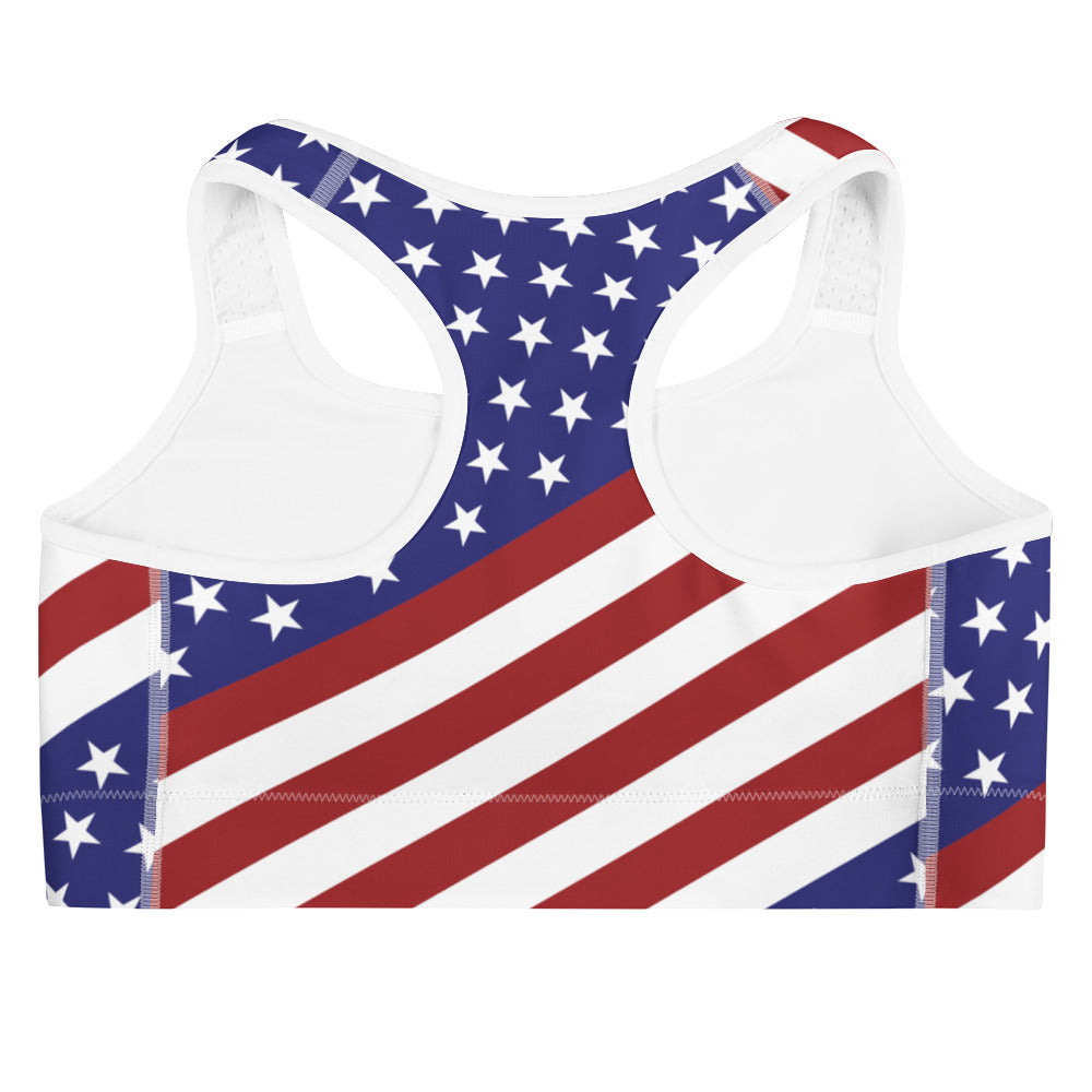 Diagonal Glory American Flag Sports Bra
