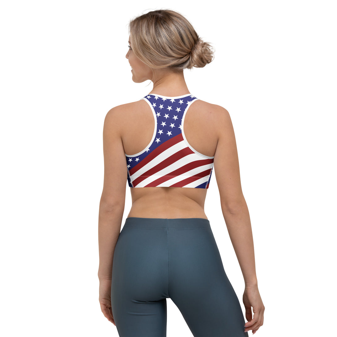 Diagonal Glory American Flag Sports Bra