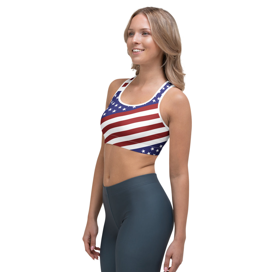 Diagonal Glory American Flag Sports Bra