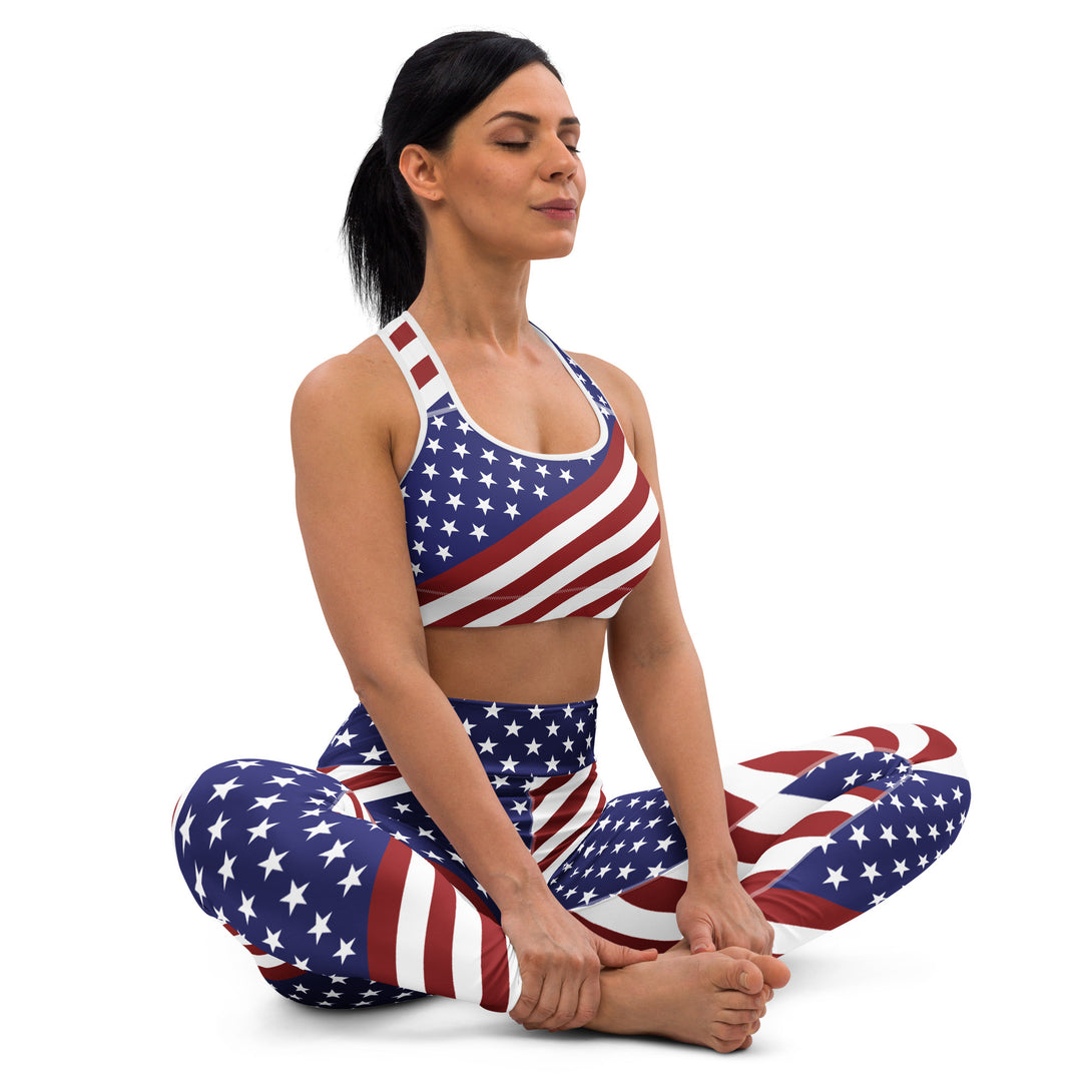 Diagonal Glory American Flag Sports Bra