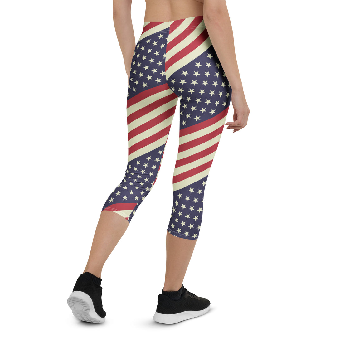 Diagonal Glory American Flag Capris