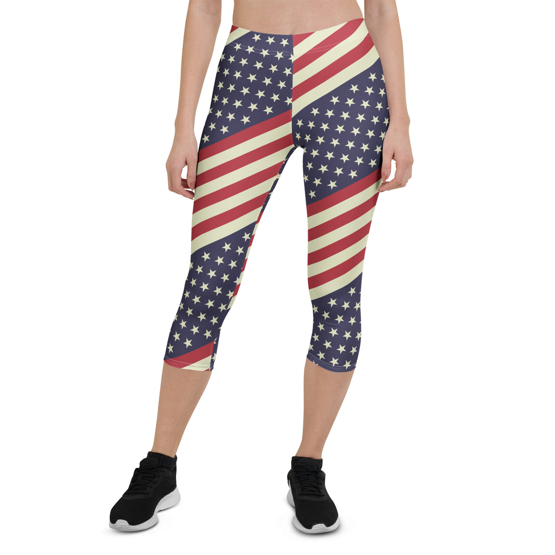 Diagonal Glory American Flag Capris