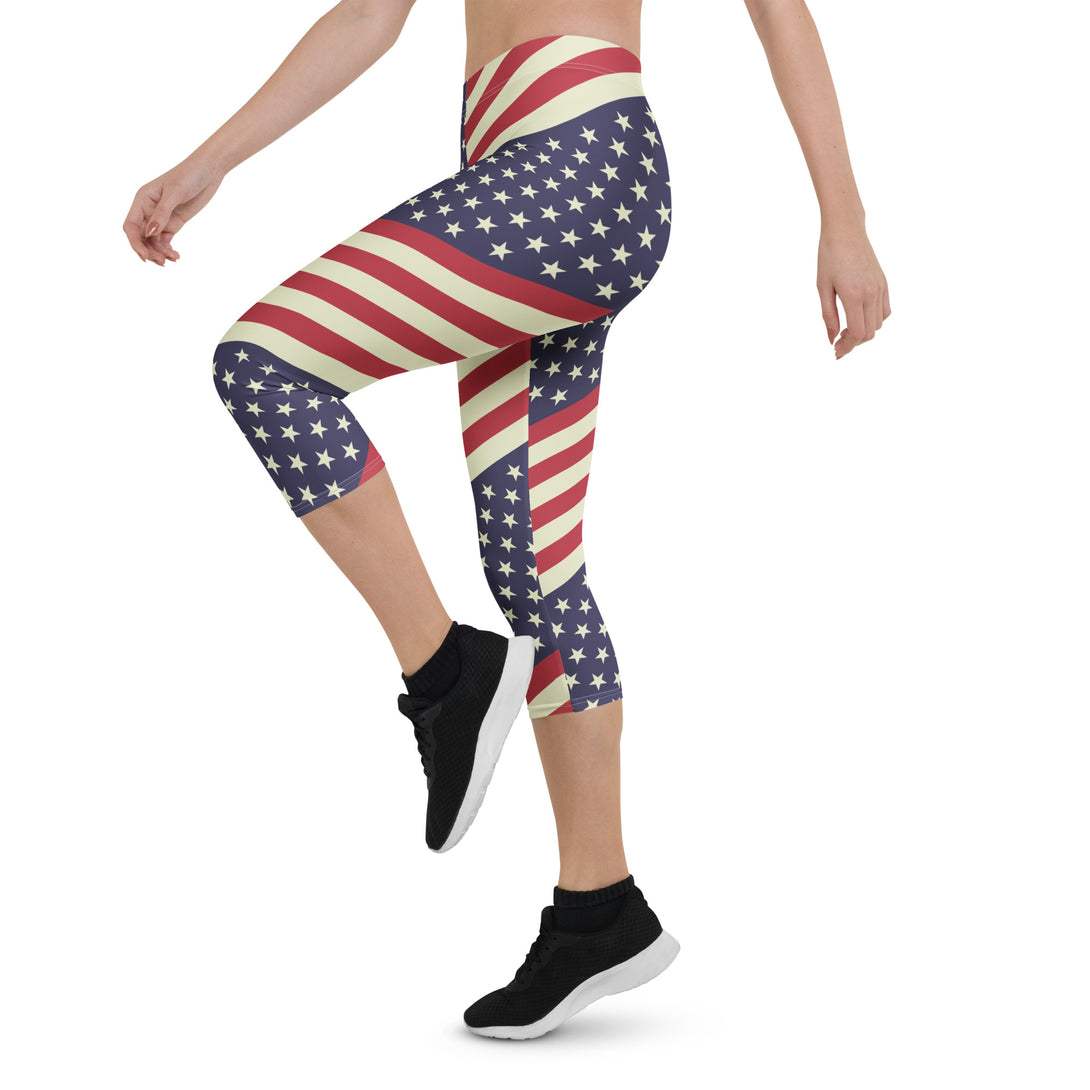 Diagonal Glory American Flag Capris