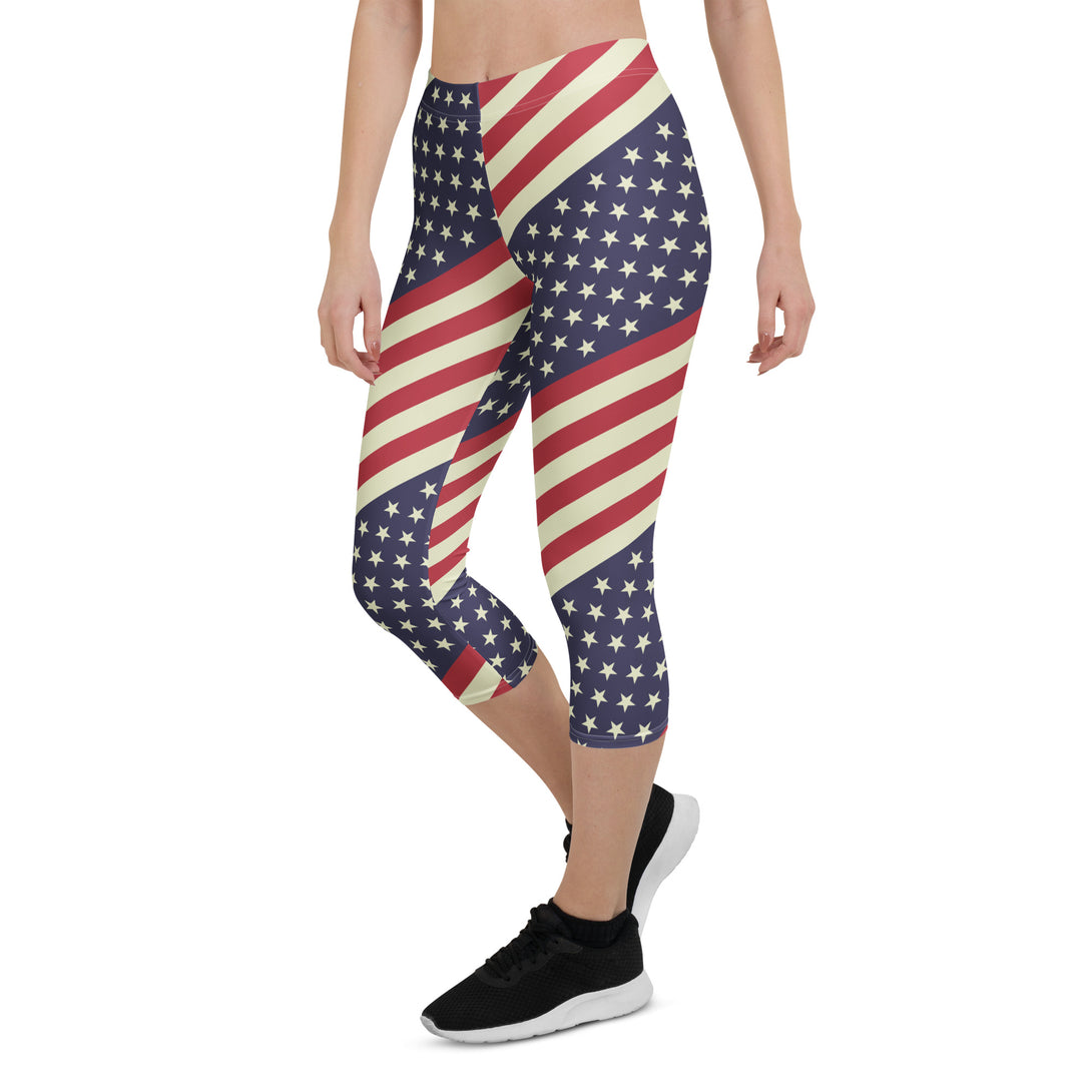 Diagonal Glory American Flag Capris