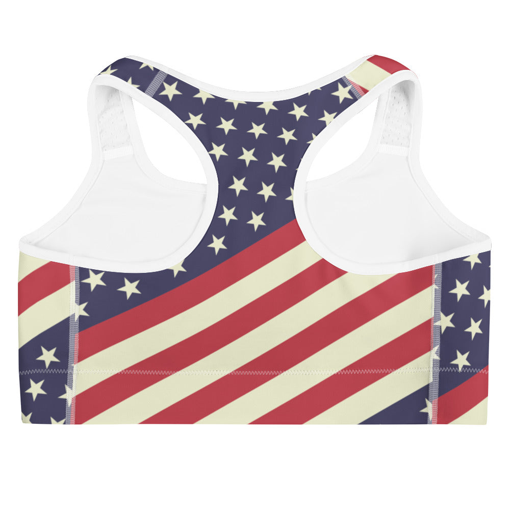 Diagonal Glory American Flag Sports Bra