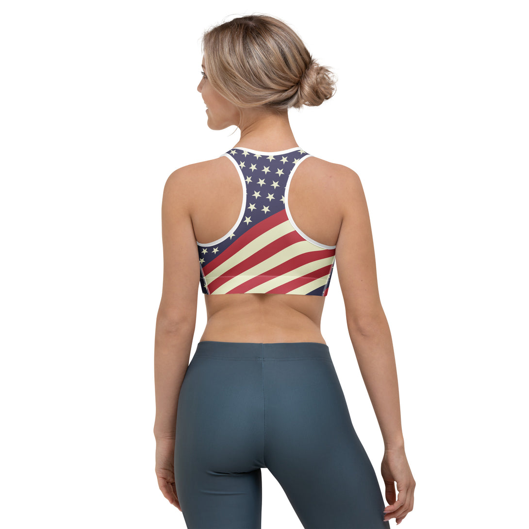 Diagonal Glory American Flag Sports Bra