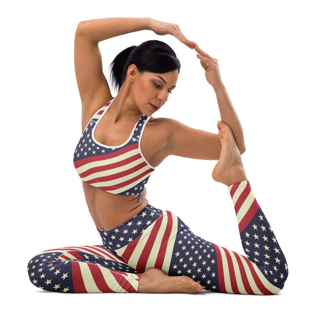 Diagonal Glory American Flag Sports Bra