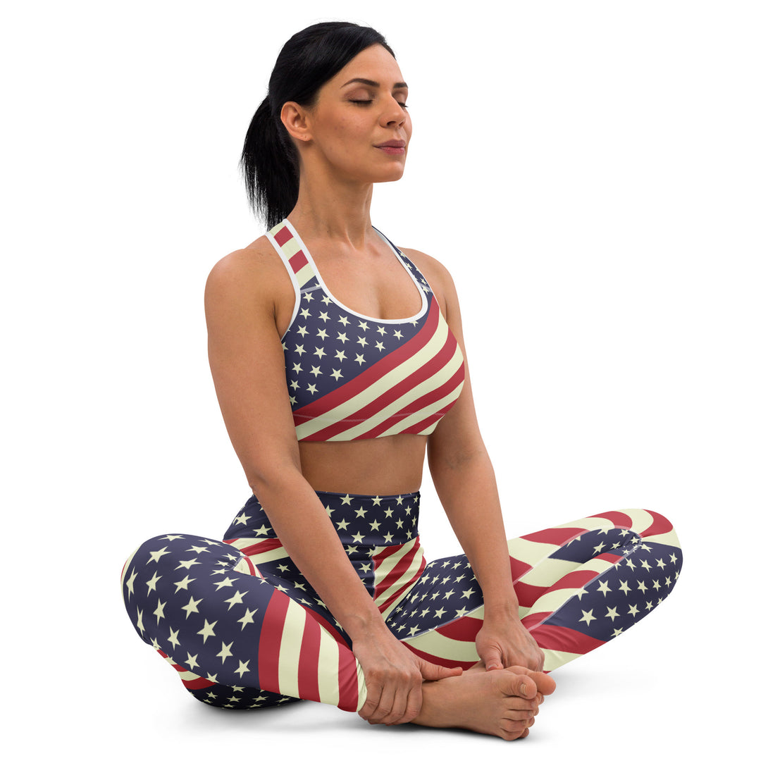 Diagonal Glory American Flag Sports Bra