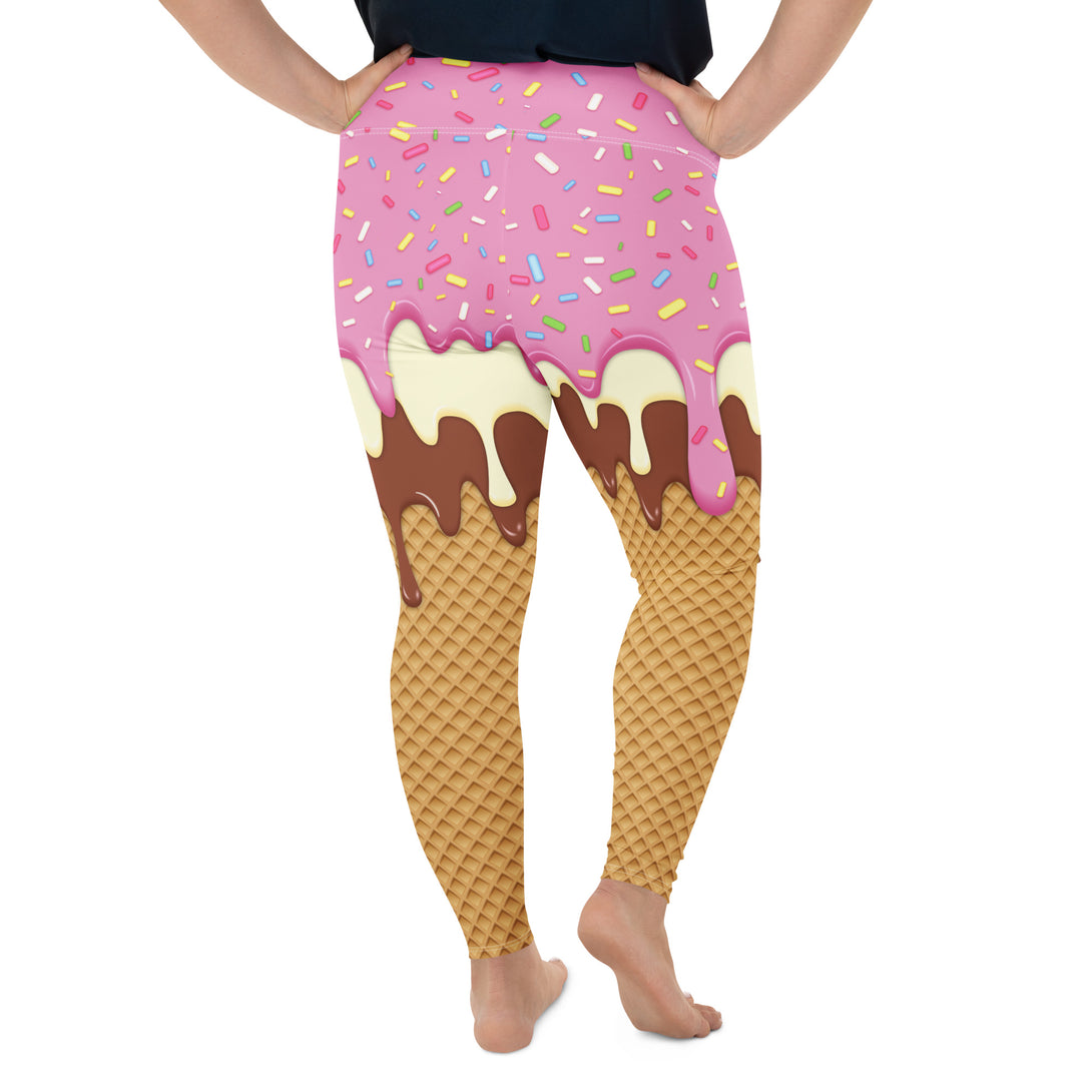 Dripping Ice Cream Drizzle Pop Plus Size Leggings