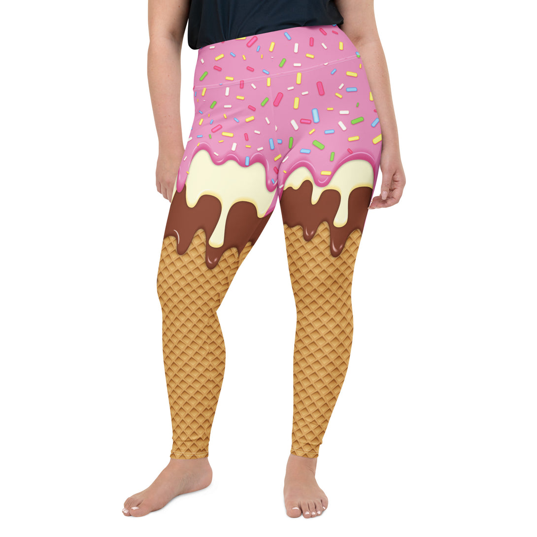 Dripping Ice Cream Drizzle Pop Plus Size Leggings