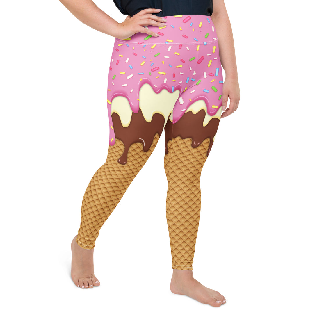 Dripping Ice Cream Drizzle Pop Plus Size Leggings