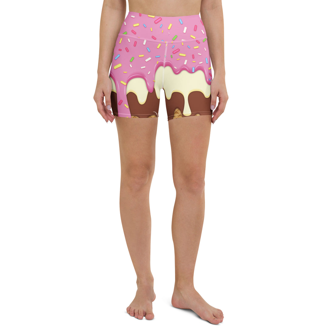 Dripping Ice Cream Drizzle Pop Yoga Shorts