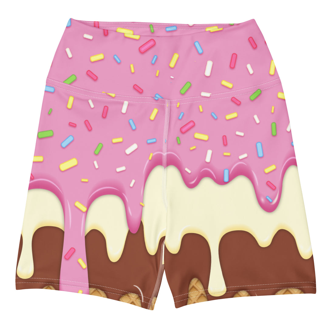 Dripping Ice Cream Drizzle Pop Yoga Shorts