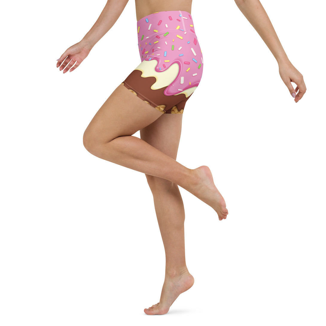 Dripping Ice Cream Drizzle Pop Yoga Shorts