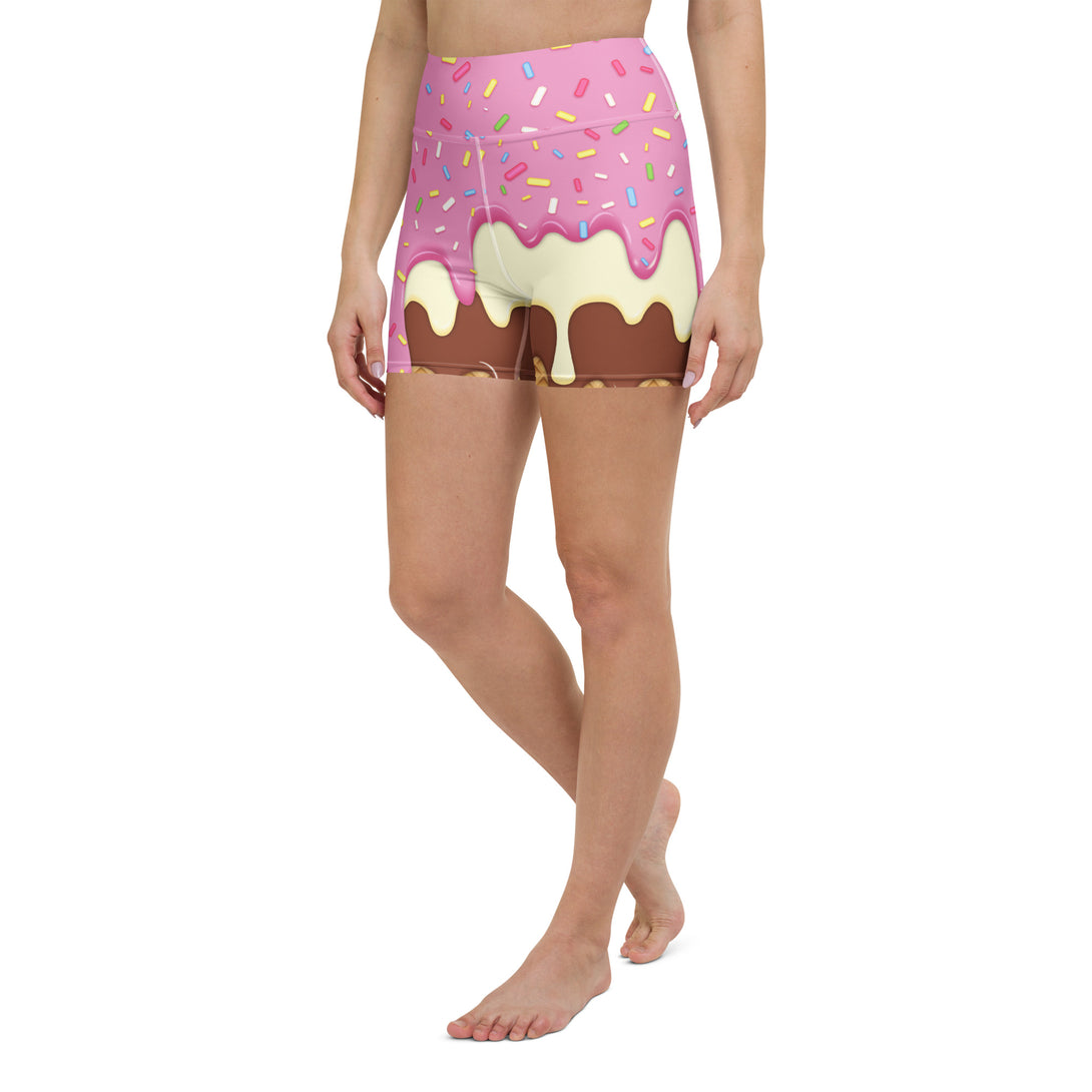 Dripping Ice Cream Drizzle Pop Yoga Shorts