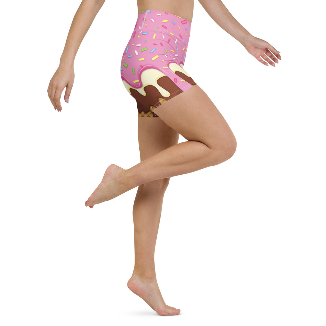 Dripping Ice Cream Drizzle Pop Yoga Shorts