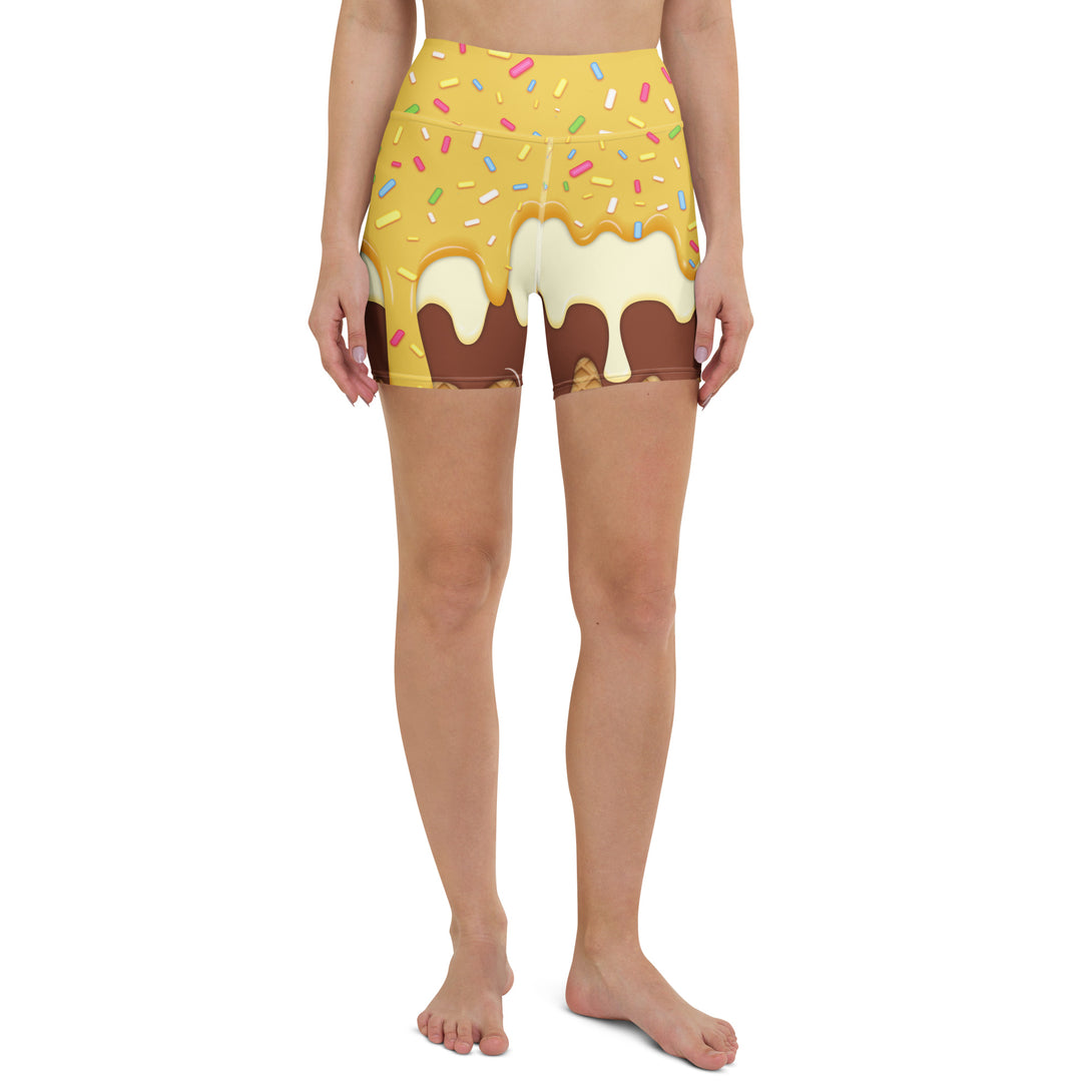 Dripping Ice Cream Drizzle Pop Yoga Shorts