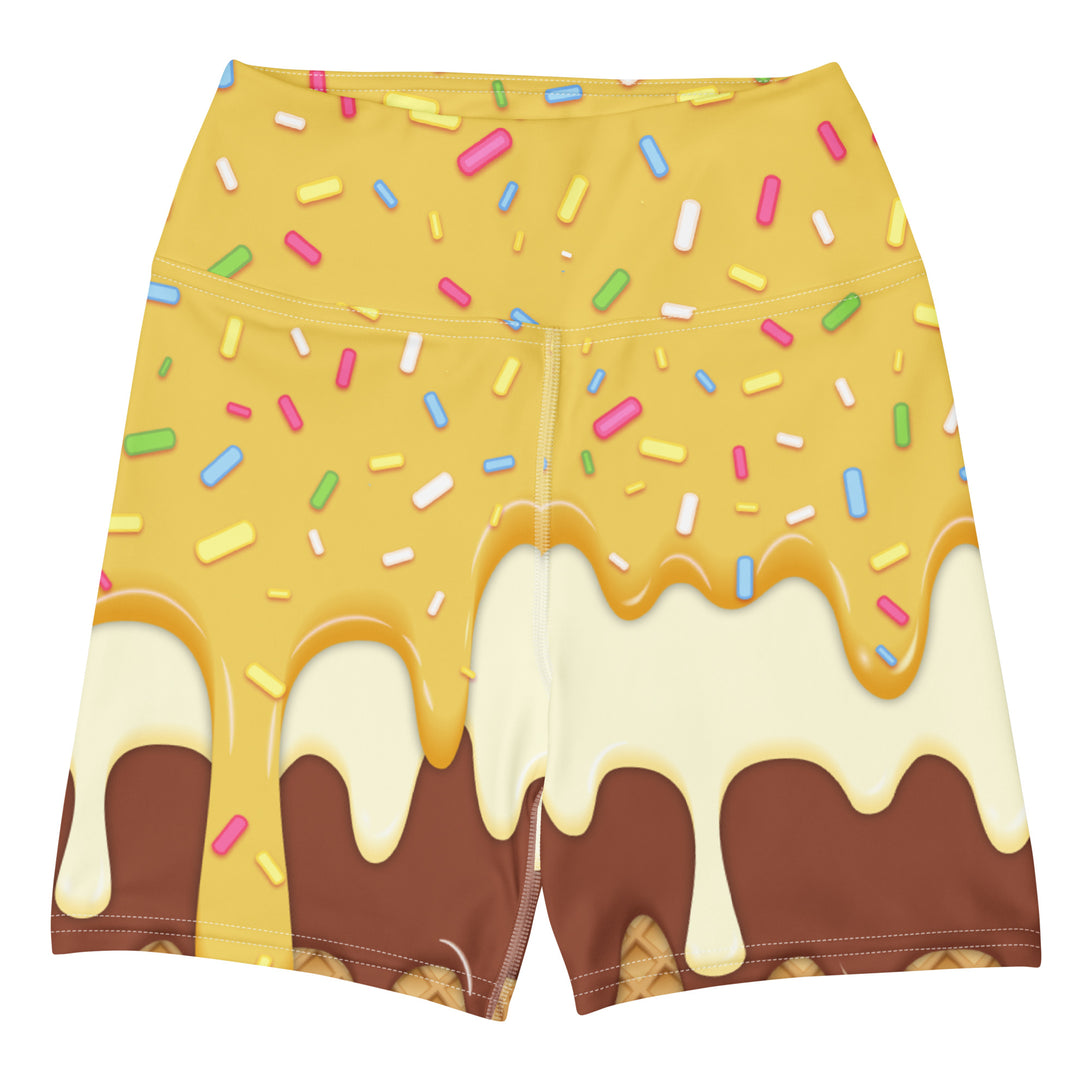 Dripping Ice Cream Drizzle Pop Yoga Shorts