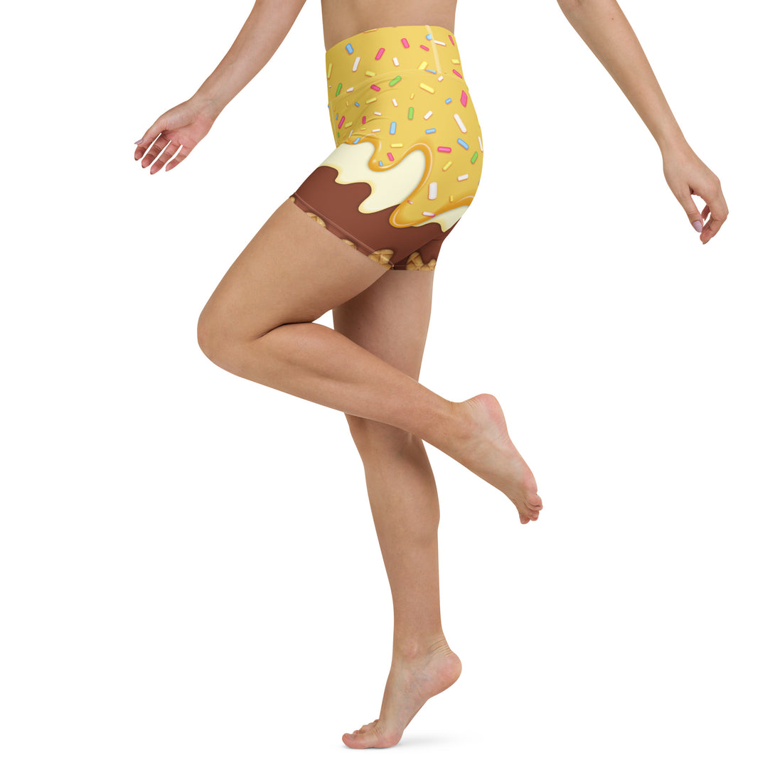 Dripping Ice Cream Drizzle Pop Yoga Shorts