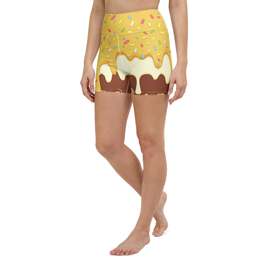 Dripping Ice Cream Drizzle Pop Yoga Shorts