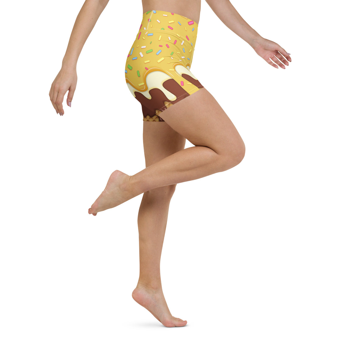 Dripping Ice Cream Drizzle Pop Yoga Shorts