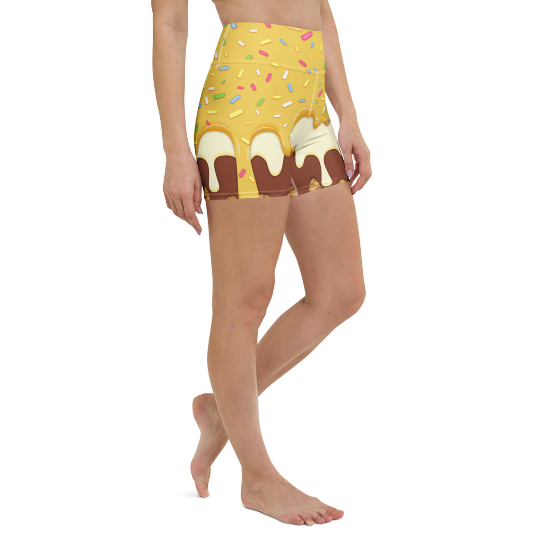 Dripping Ice Cream Drizzle Pop Yoga Shorts