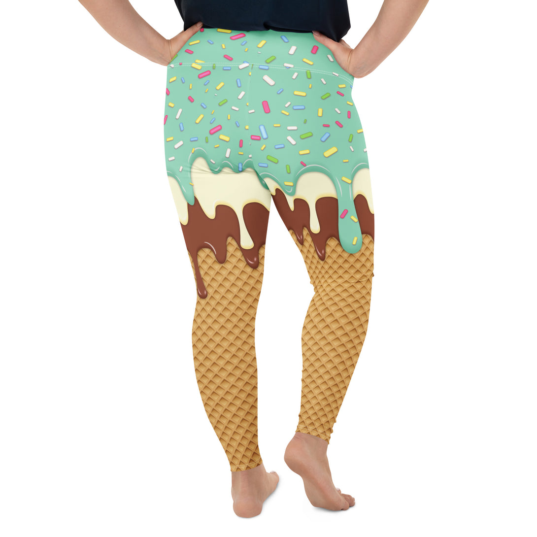Dripping Ice Cream Drizzle Pop Plus Size Leggings