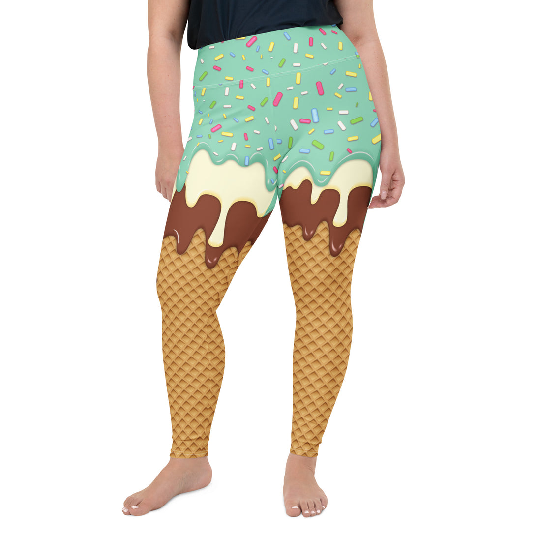 Dripping Ice Cream Drizzle Pop Plus Size Leggings