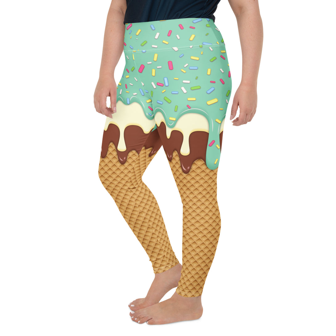 Dripping Ice Cream Drizzle Pop Plus Size Leggings