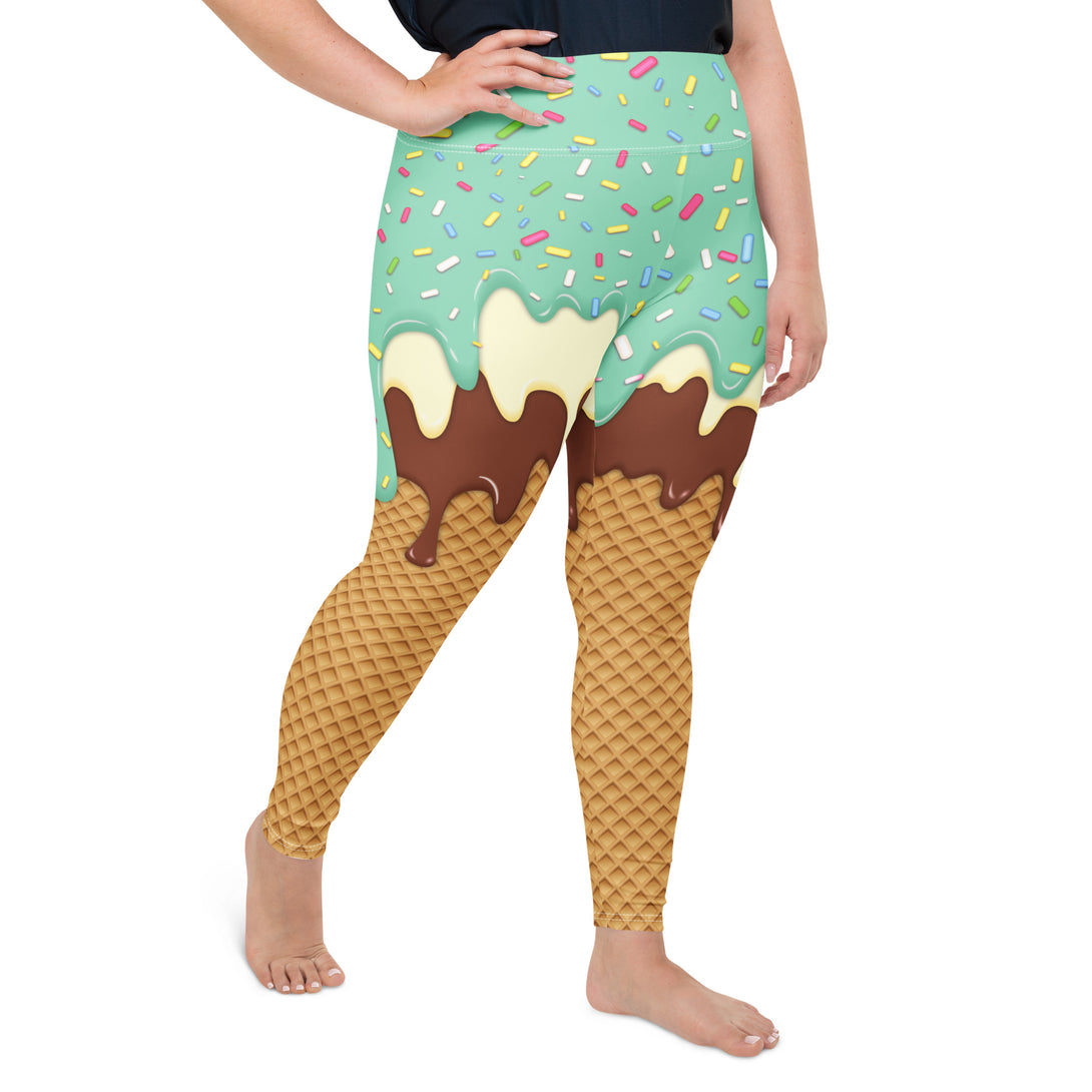 Dripping Ice Cream Drizzle Pop Plus Size Leggings