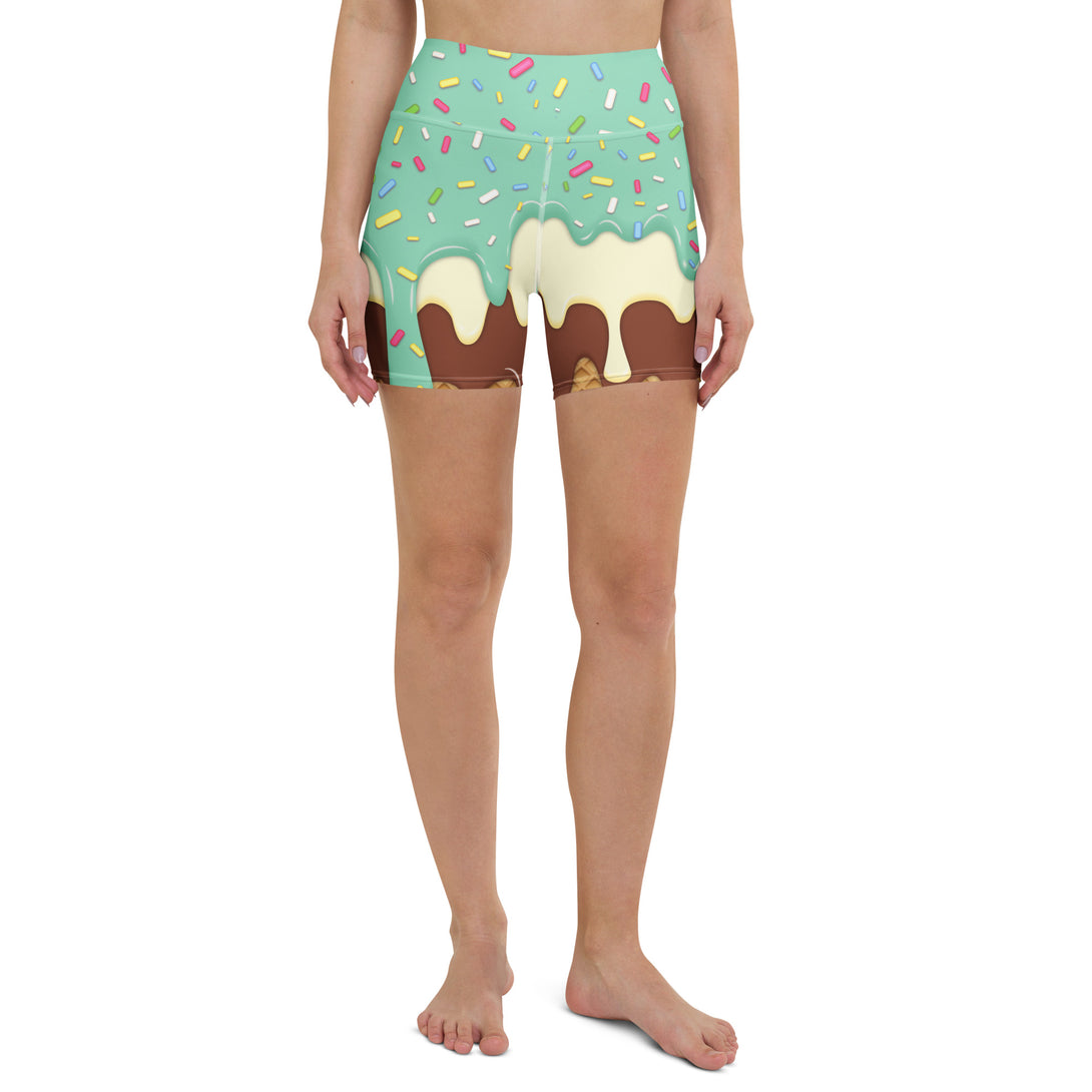 Dripping Ice Cream Drizzle Pop Yoga Shorts