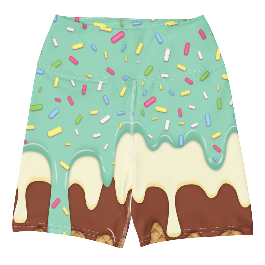 Dripping Ice Cream Drizzle Pop Yoga Shorts